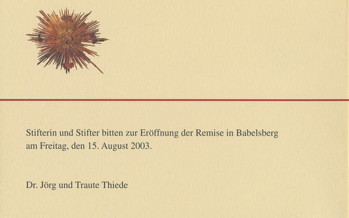 Einladung zur Eröffnung der Remise