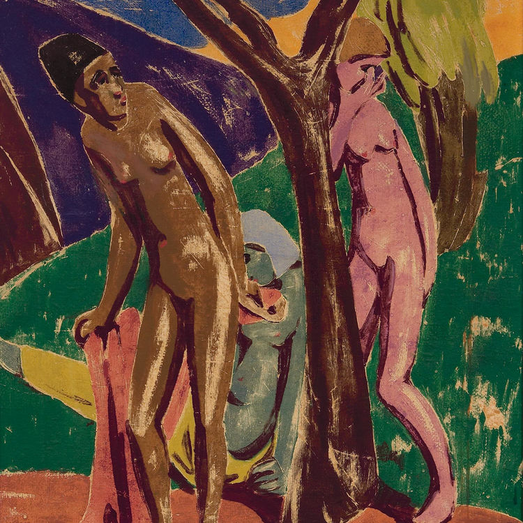 Am frühen Morgen (Trauernde Frauen), 1909, Farbmonotypie auf Papier, auf Leinwand, Kunstforum Ostdeutsche Galerie Regensburg