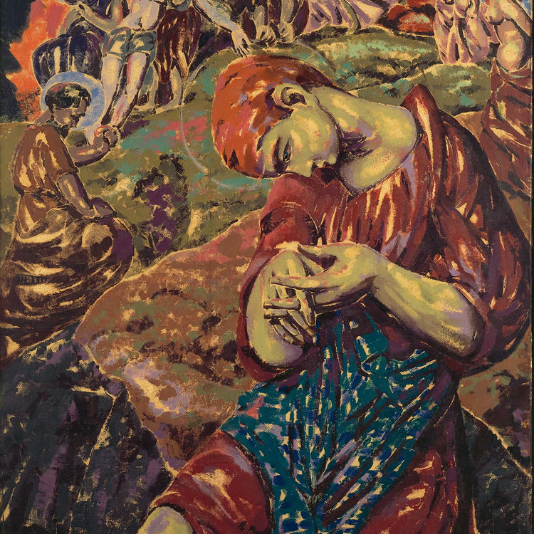 Der Heilige, 1914, Farbmonotypie mit Übermalungen in Öl auf Papier, auf Leinwand, Staatliche Museen Berlin, Nationalgalerie
