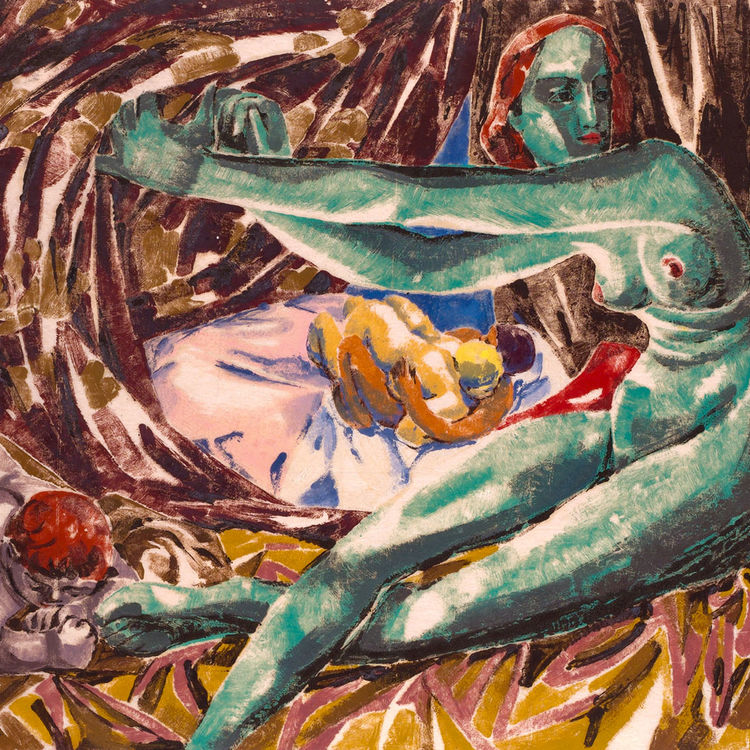 Im Zelte (Unter dem Zelte), 1917, Farbmonotypie auf Japanpapier, Nationalgalerie Prag/Národní galerie Praha