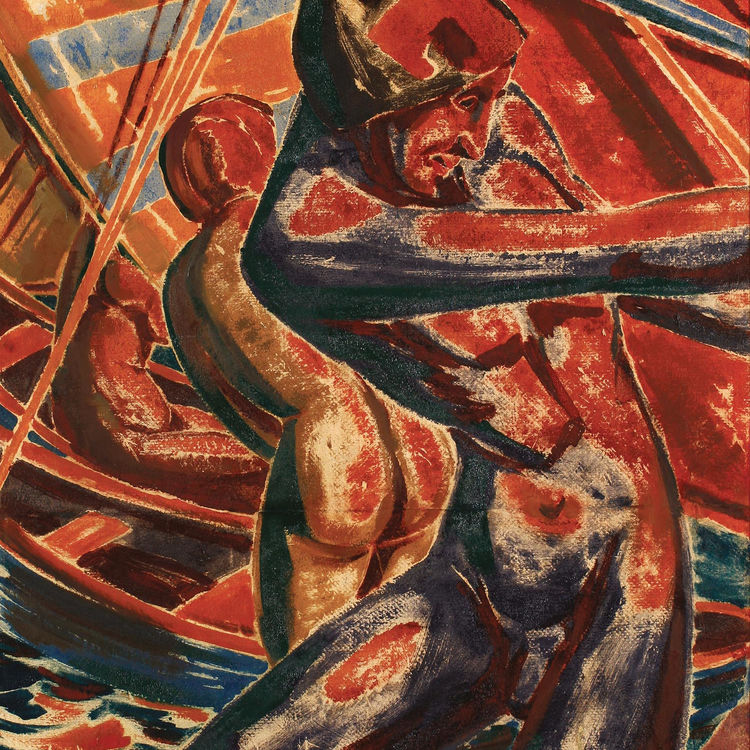 Schiffer (Navigateur), 1913, Farbmonotypie mit Übermalungen in Öl auf Papier, auf Leinwand aufgezogen, Kunstmuseum Luzern