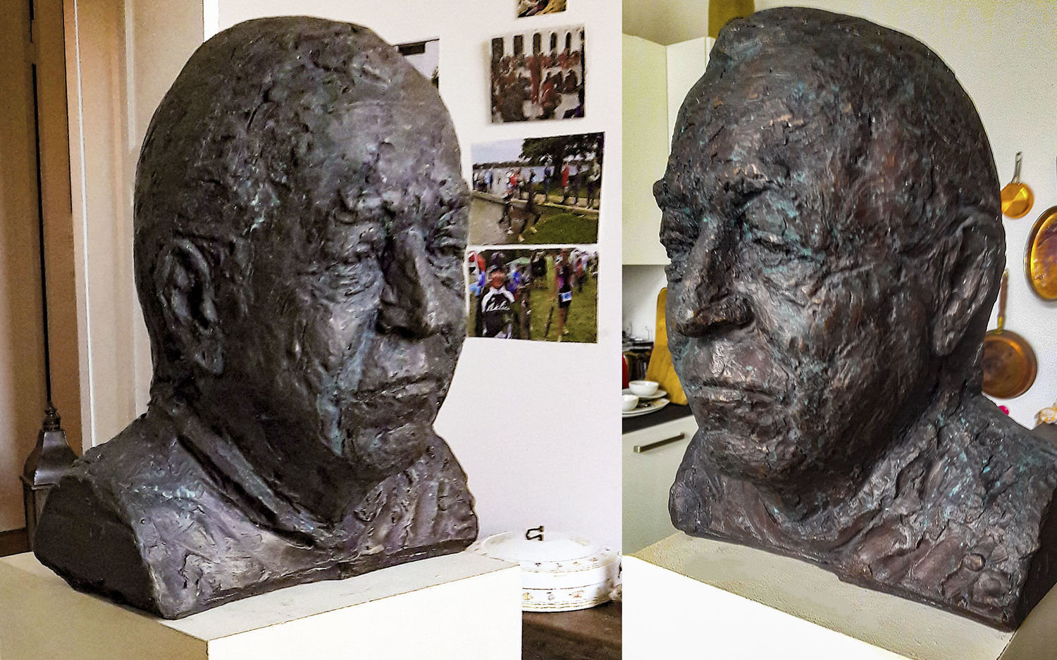 Bildhauer Jörg Plickat "Der Unbestechliche" - Bronzekopf 2018/19 - Berlin, Bredenbek, Travemünde/ Foto © Prof. Dr. Jörg D. Thiede - aufgenommen am 23. Oktober 2019 - Brandenburgische Str. 43 - Wohnküche II - Berliner Salon 1910